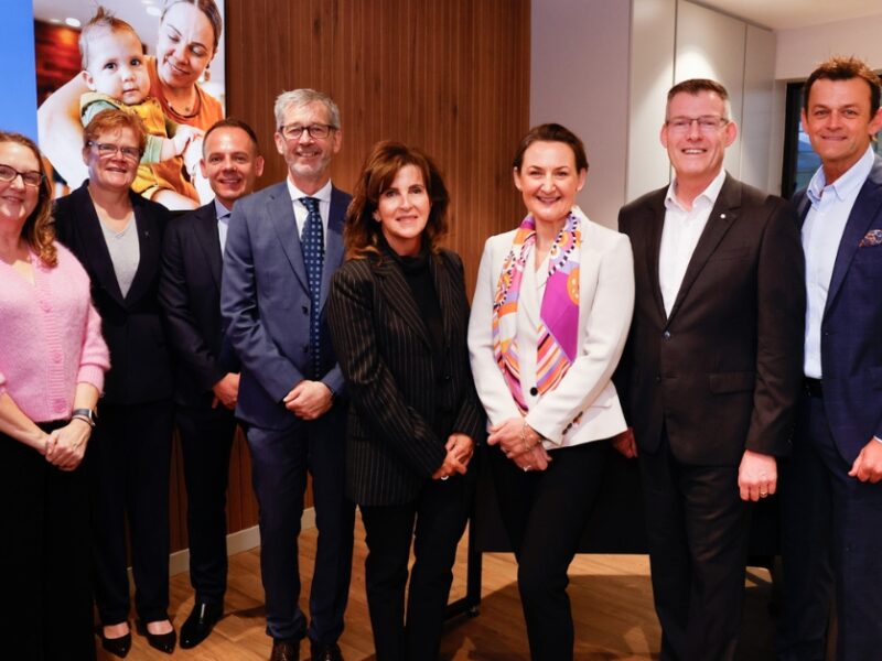 (Left to right) Member for Nedlands, Dr Katrina Stratton MLA, St Catherine’s College CEO, Fiona Crowe Ronald McDonald House Charities WA Board Chair, Ante Golem, Lotterywest CEO, Colin Smith, Stan Perron Charitable Foundation Executive Chair, Elizabeth Perron AM, Health Minster, Hon. Amber-Jade Sanderson MLA, Ronald McDonald House Charities WA CEO, Peter King ASM, Ronald McDonald House Charities WA Patron, Adam Gilchrist AM.